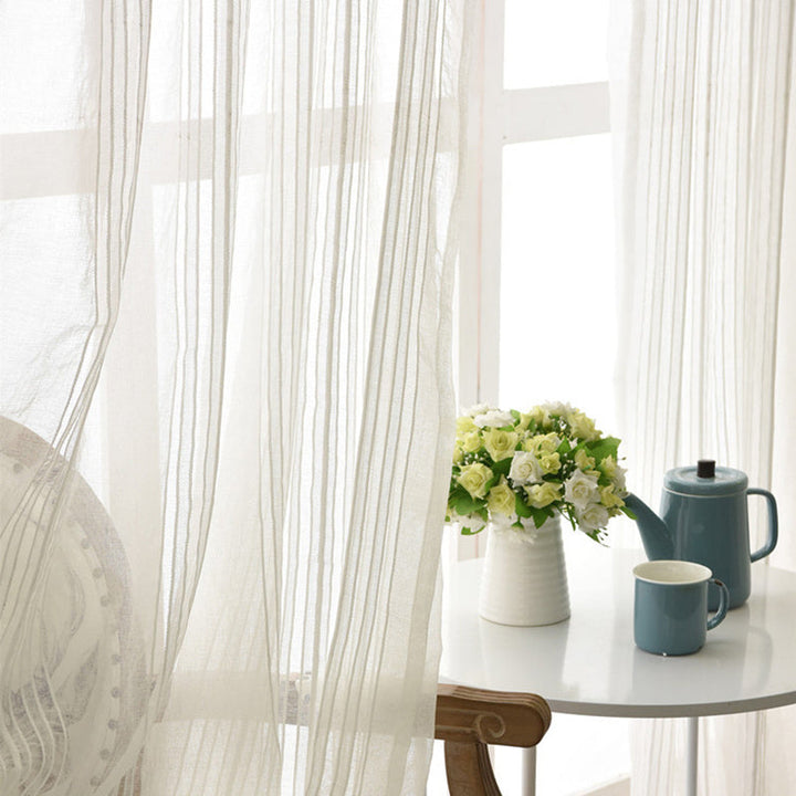 Modern White Sheer Striped Curtains - Sheerex