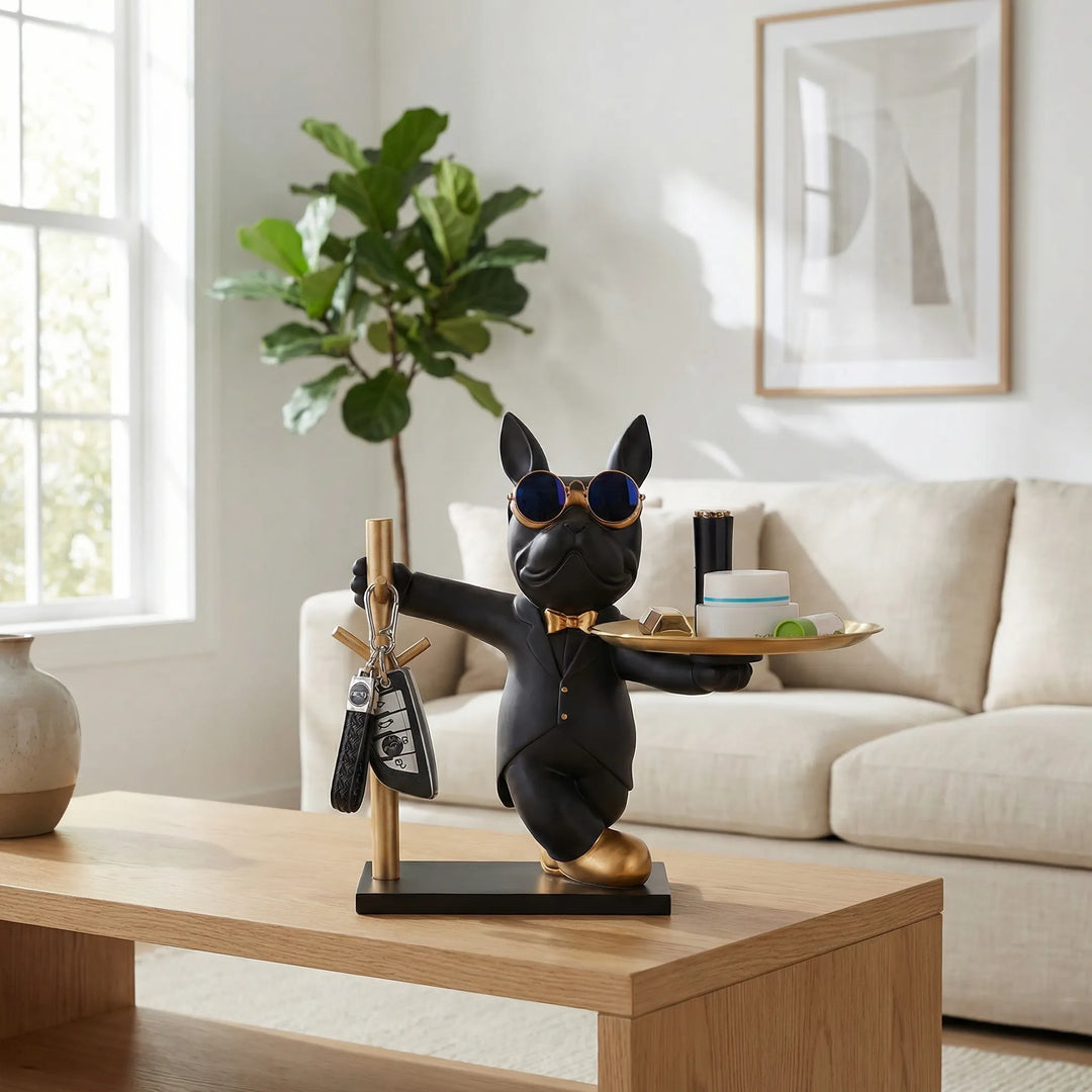 Moderne Bulldogfiguur Met Dienblad - Pawlux