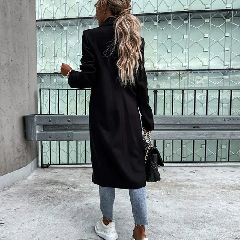 Long women's coat with button placket – Helena
