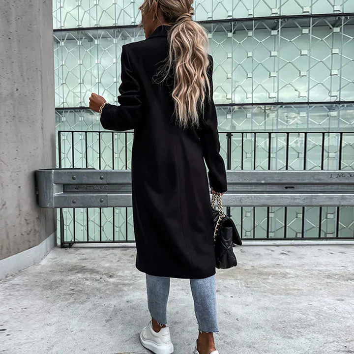 Long women's coat with button placket – Helena