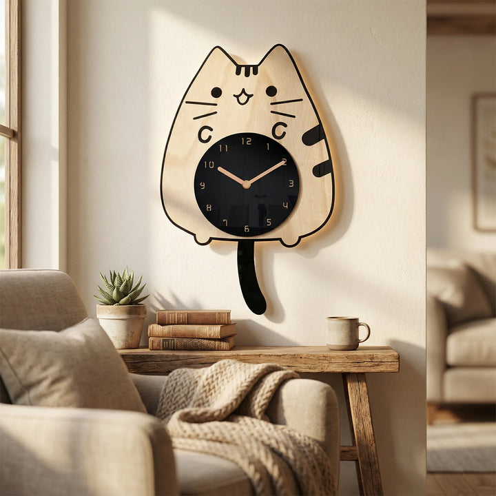 Novelty Cat Wall Clock - Purrwiggle