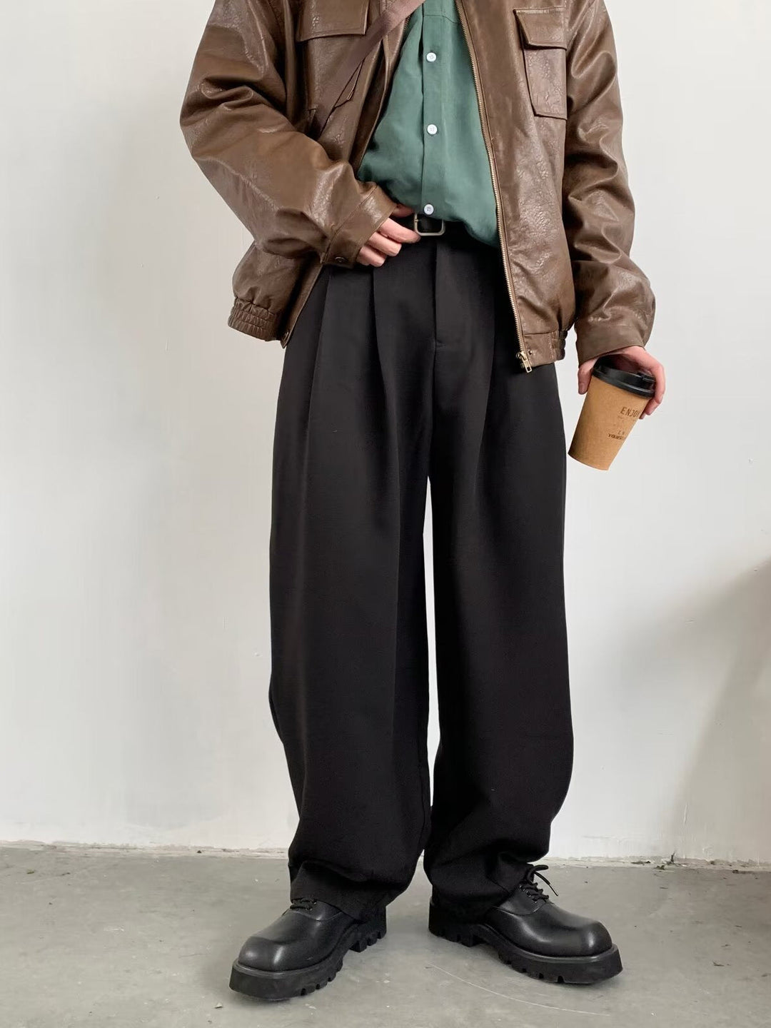 Wide-cut men's fabric trousers - Laurin