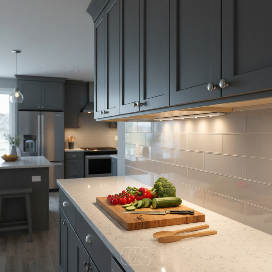 Wireless LED Closet Light with Motion Sensor another view under dark kitchen cabinets