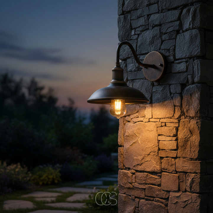 Vintage outdoor wall lamp in brown aluminium, another view