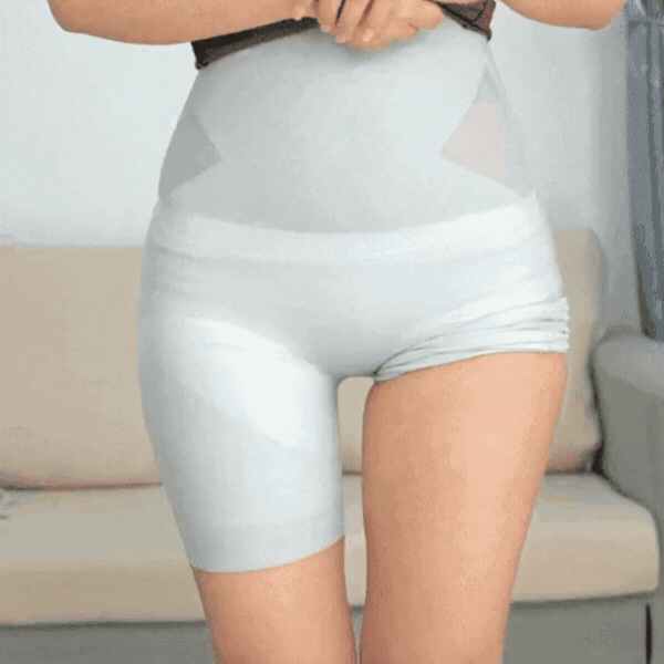 3-in-1 Shaping Shorts in light gray with sheer side panels, another view