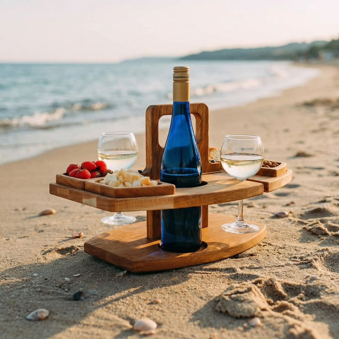 Opvouwbare Picknicktafel Met Wijnhouder - Picktavio