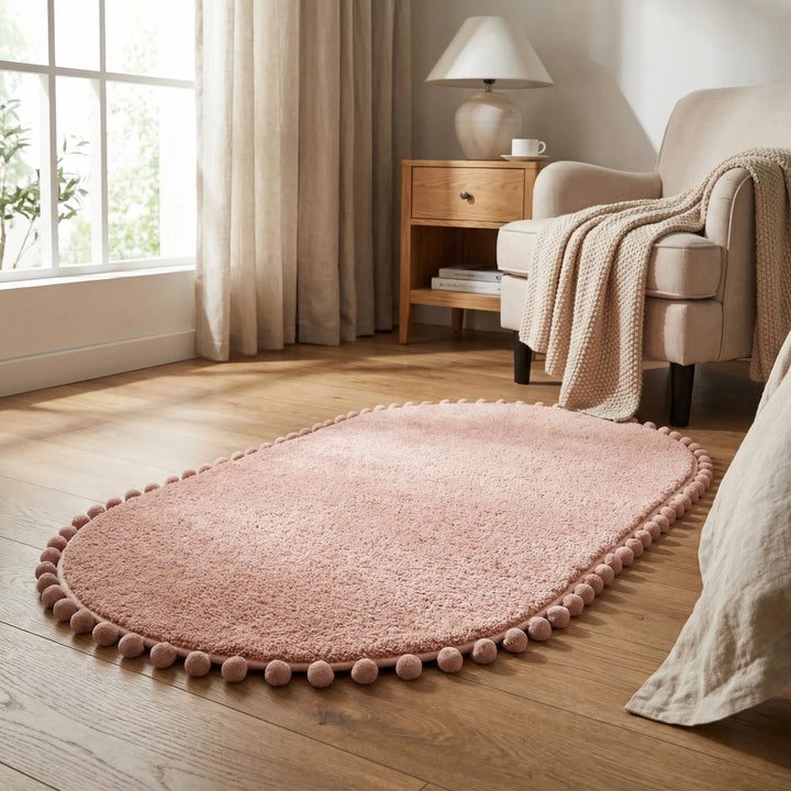 Oval Pompom Bath Rug - Pomvela
