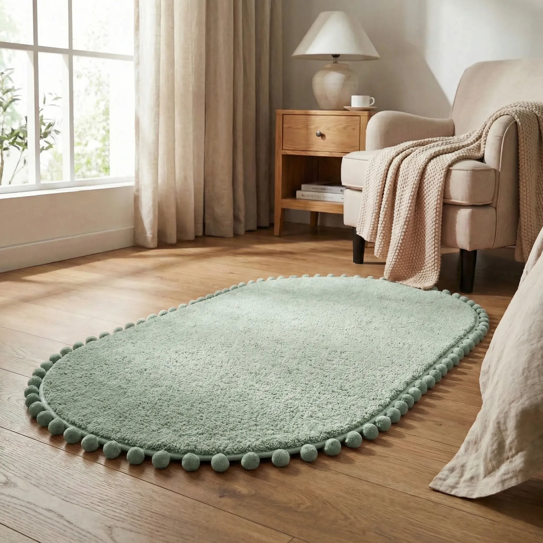 Oval Pompom Bath Rug - Pomvela