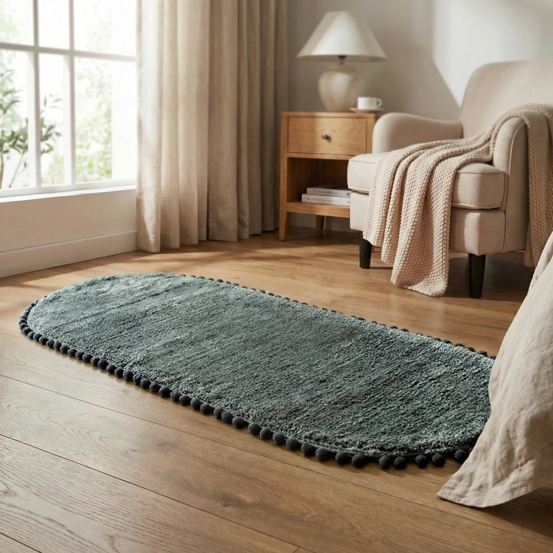 Oval Pompom Bath Rug - Pomvela