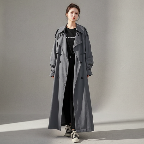 Long Oversized Trench Coat for Women Timelessly Elegant – Vela Avenue
