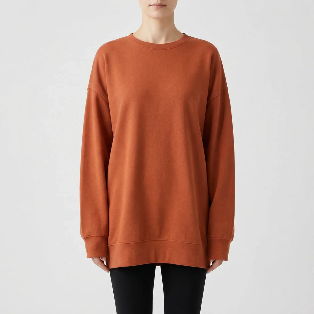 Oversized Crew Neck Jumper - Ruby
