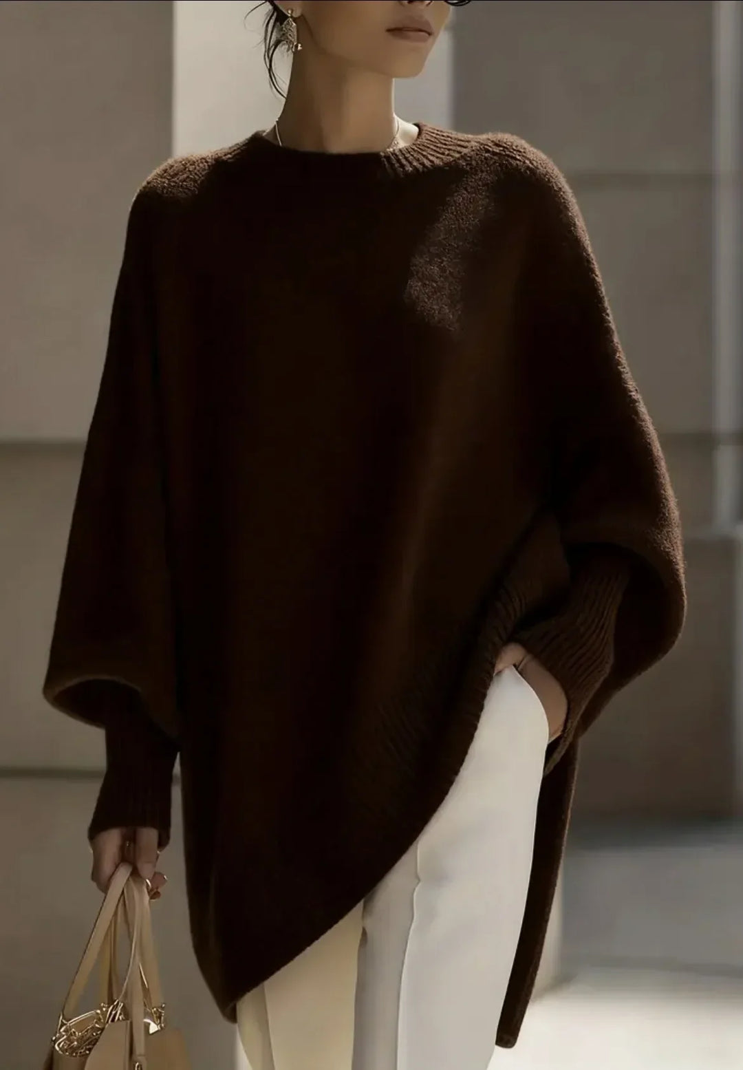 Oversized Crew Neck Knitted Sweater - Kathryn