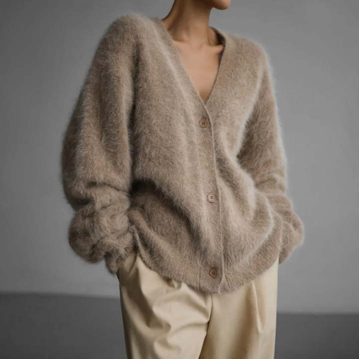 Oversized Fluffy Knit Cardigan - Joann
