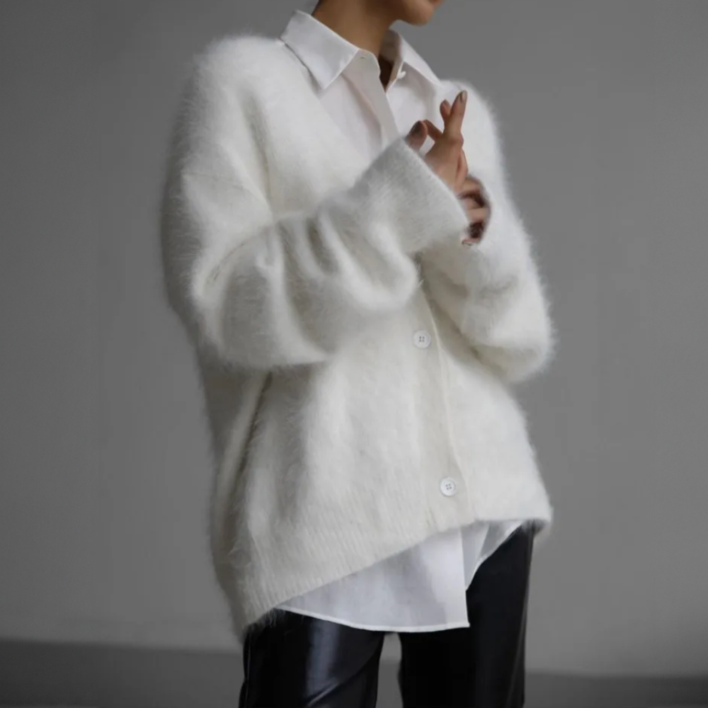 Oversized Fluffy Knit Cardigan - Joann
