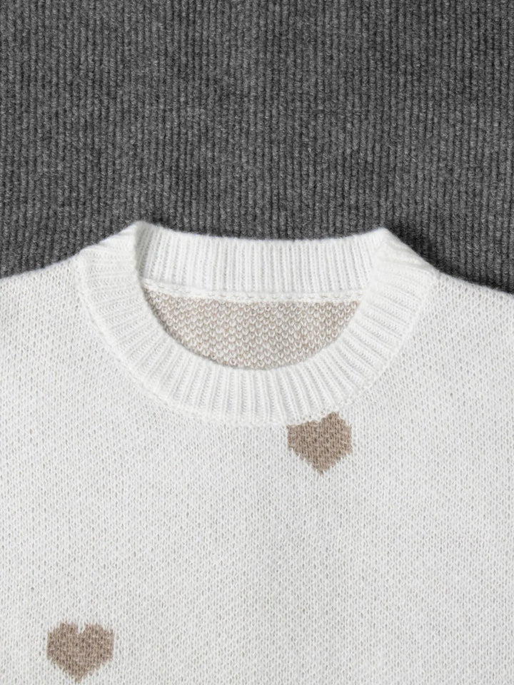 Oversized Heart Embroidered Knitted Jumper - Sophia