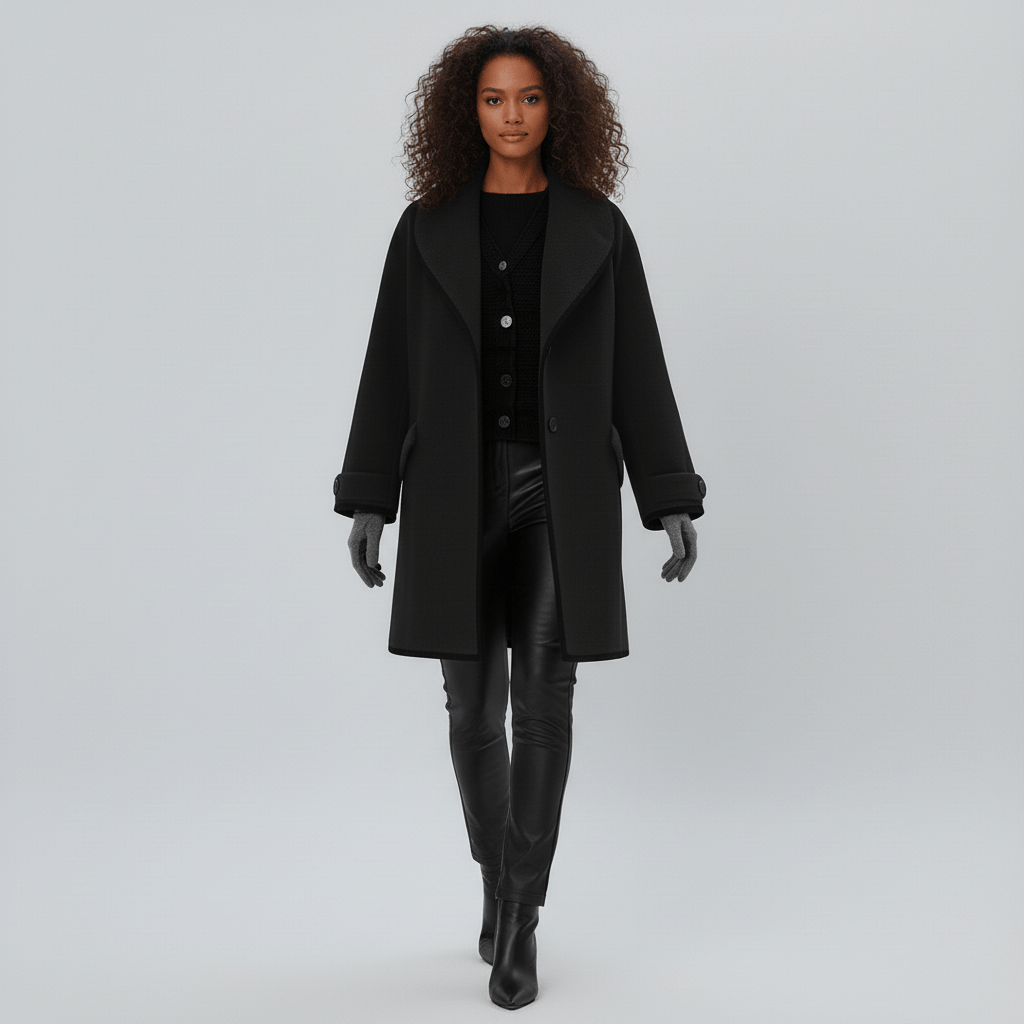 Oversized Mantel Mit Weitem Revers - Lillian