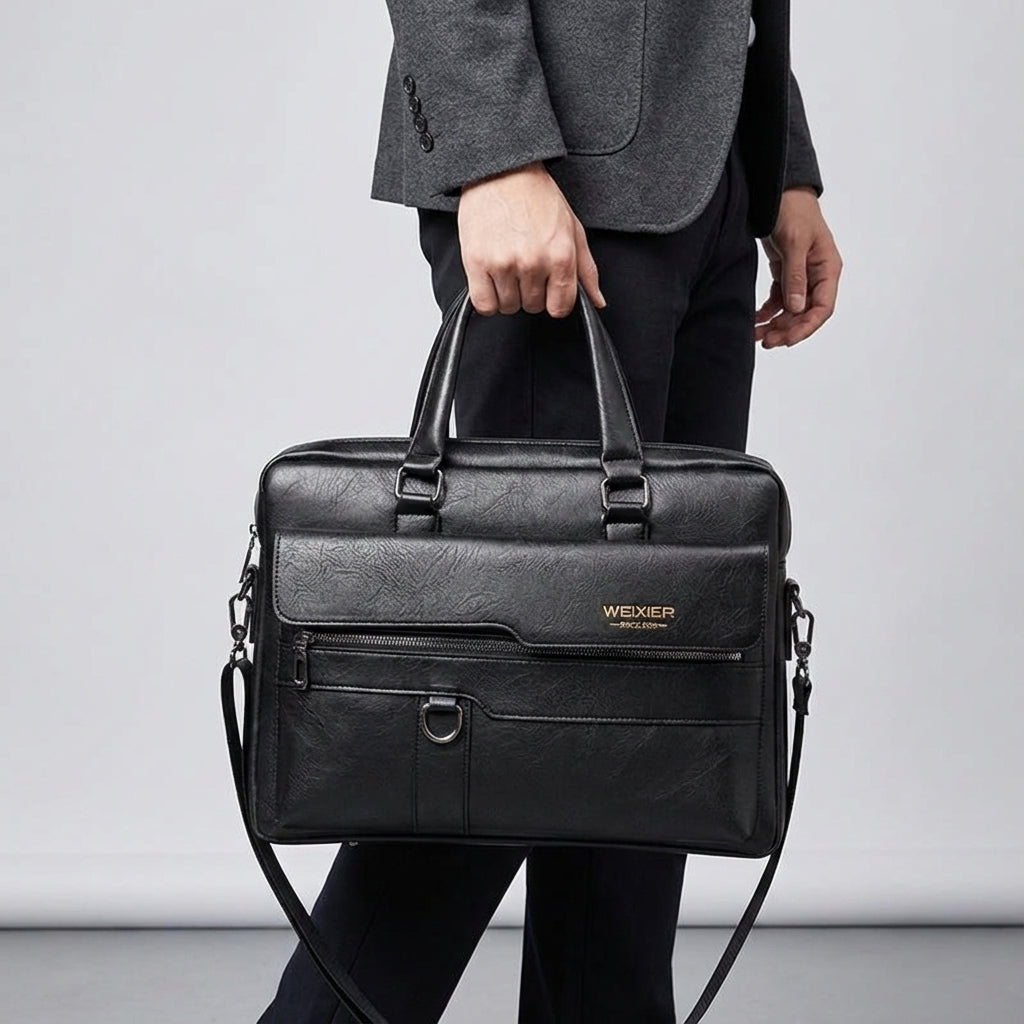 PU Leder Laptoptas Met Schouderband - MetroBrief