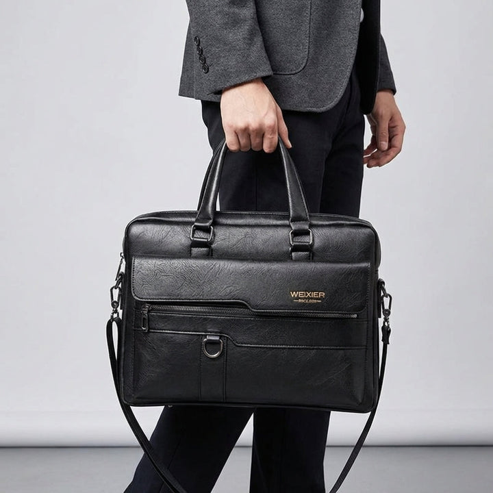 PU Leder Laptoptas Met Schouderband - MetroBrief