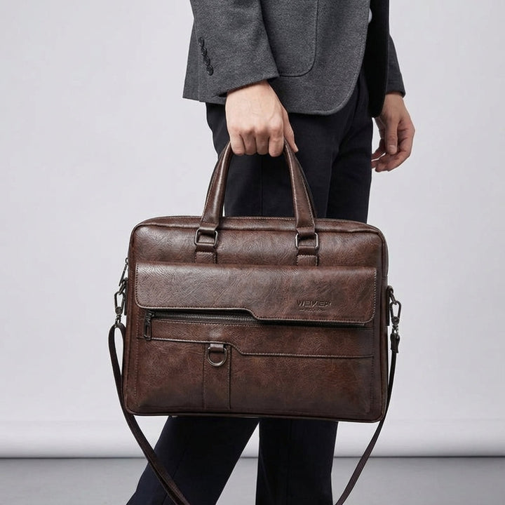 PU Leder Laptoptas Met Schouderband - MetroBrief