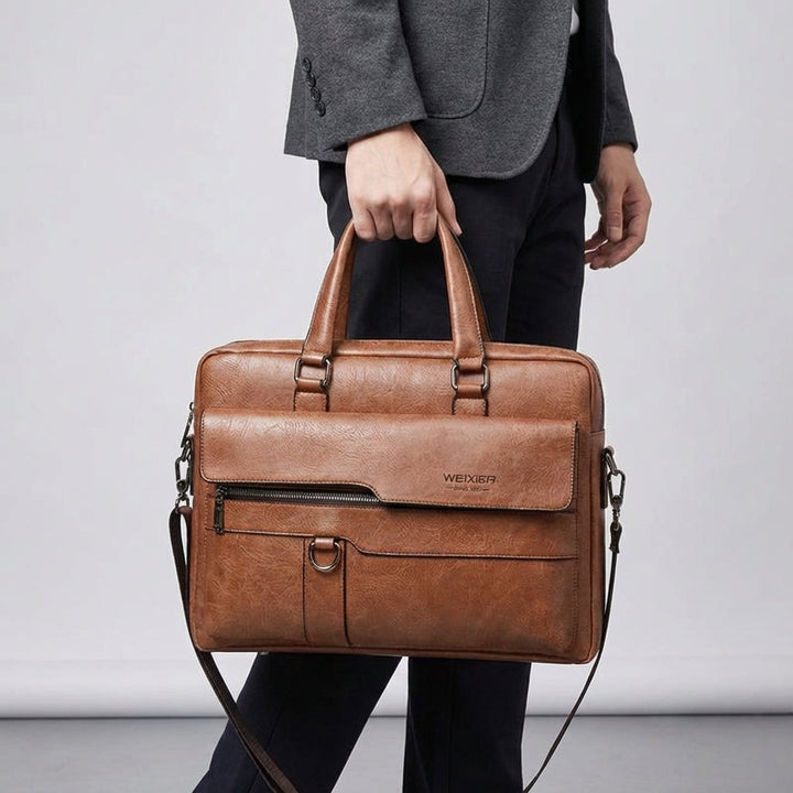 PU Leder Laptoptas Met Schouderband - MetroBrief