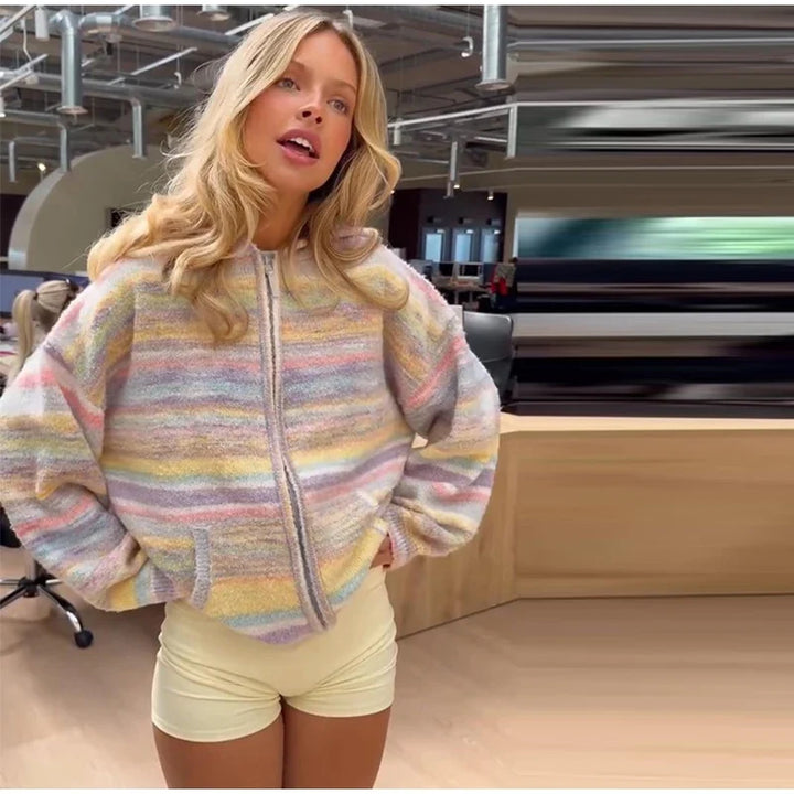 Pastel Striped Zip Jacket - Patricia