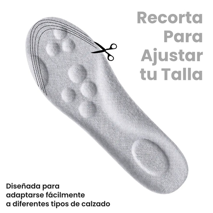 Gray insole top with scissors icon and dotted trim lines at the toe area for cutting to fit your shoe size.