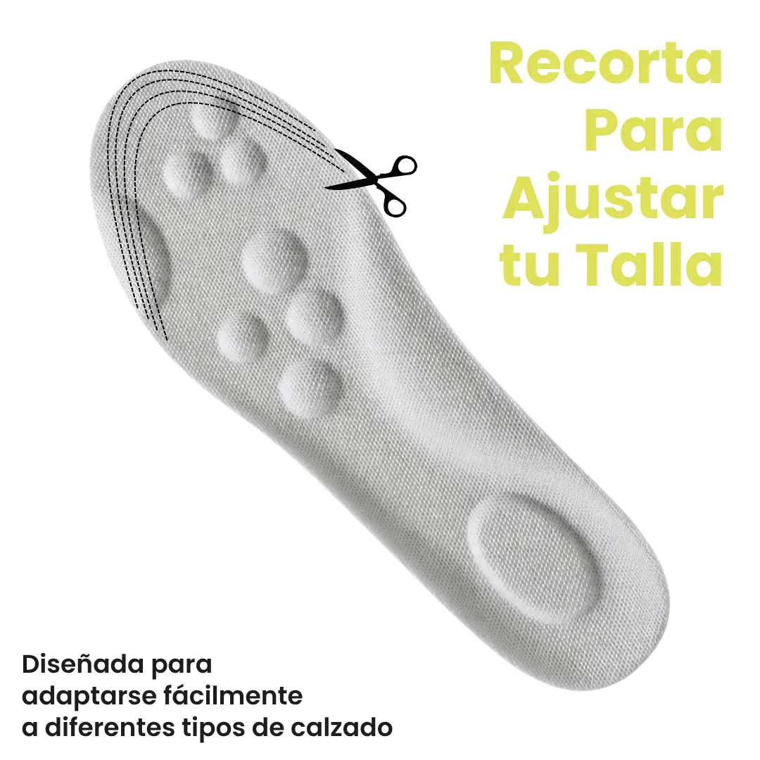 Gray insole top with scissors icon and dotted trim lines at the toe area for cutting to fit your shoe size.