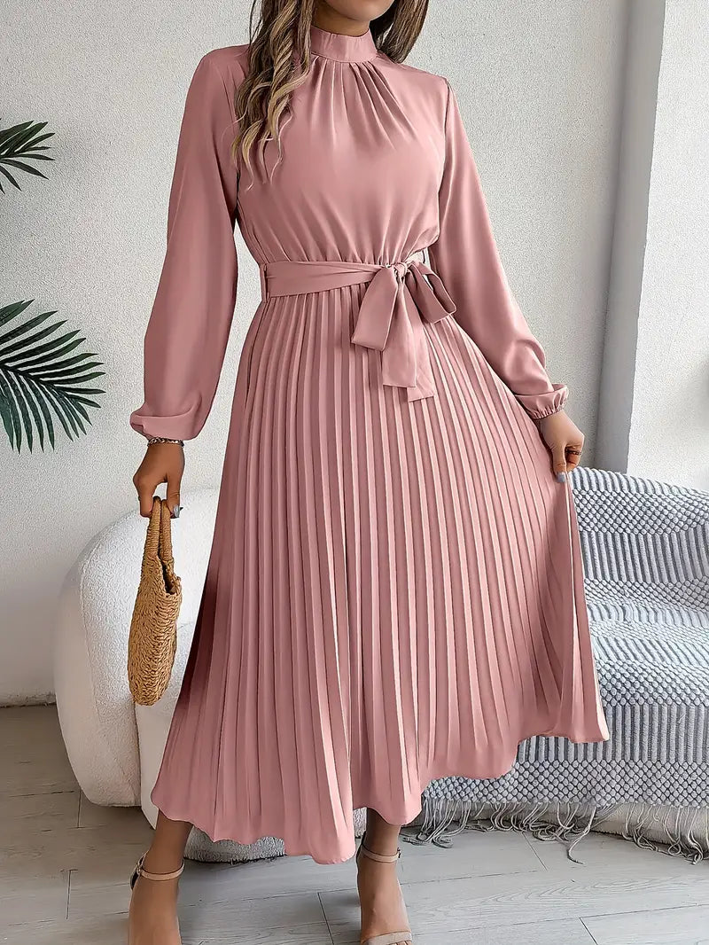 Pleated Midi Dress With Sleeves - Vickie
