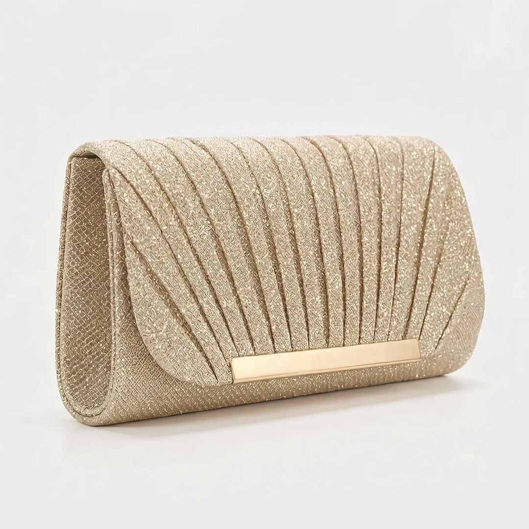 Pleated Textured Evening Clutch - Glamova