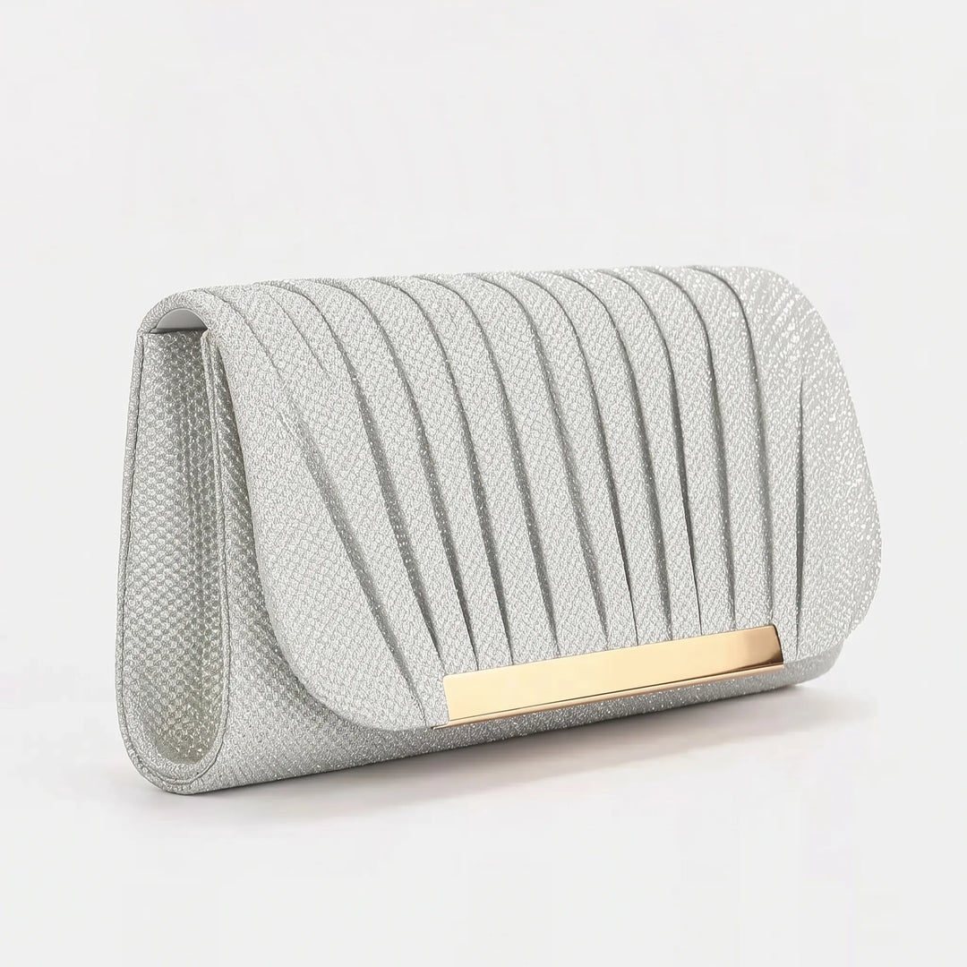 Pleated Textured Evening Clutch - Glamova