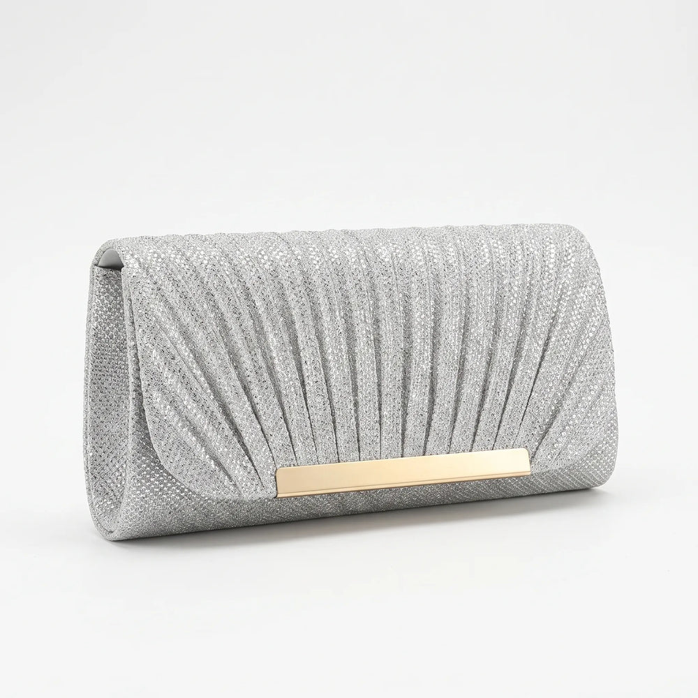 Pleated Textured Evening Clutch - Glamova