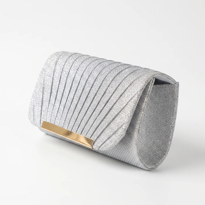 Pleated Textured Evening Clutch - Glamova