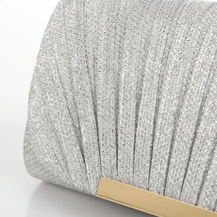 Pleated Textured Evening Clutch - Glamova
