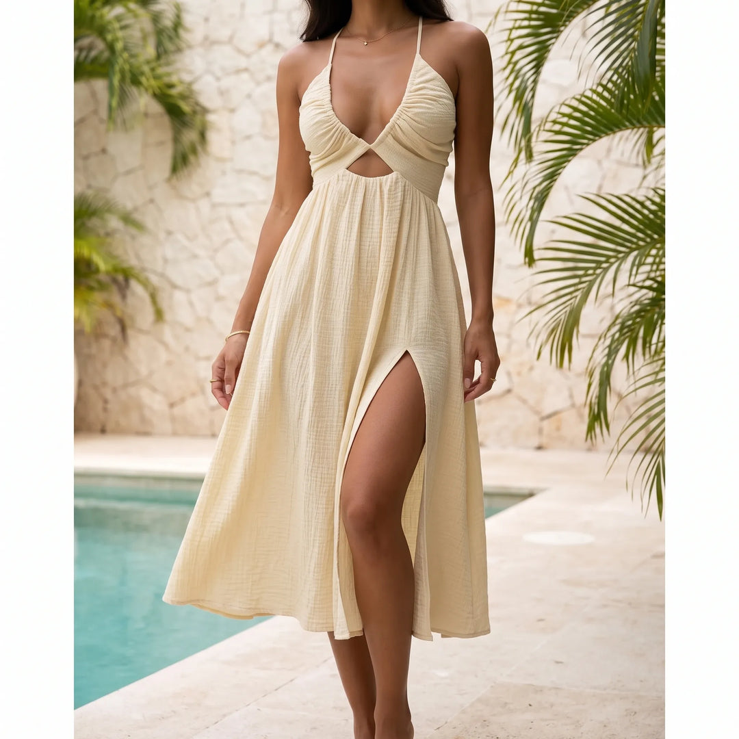 Plunging V-Neck Summer Dress - Florence