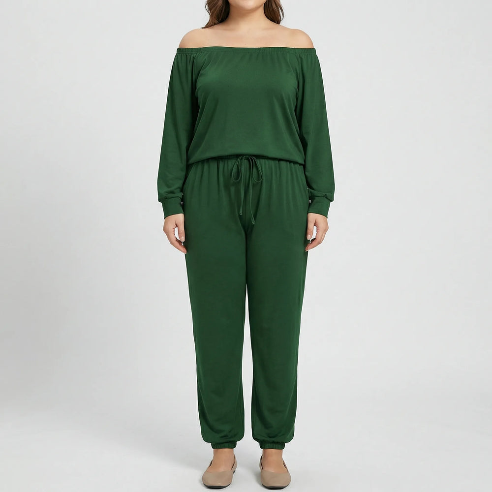 Plus Size Asymmetric Shoulder Two-Piece Set - Julia