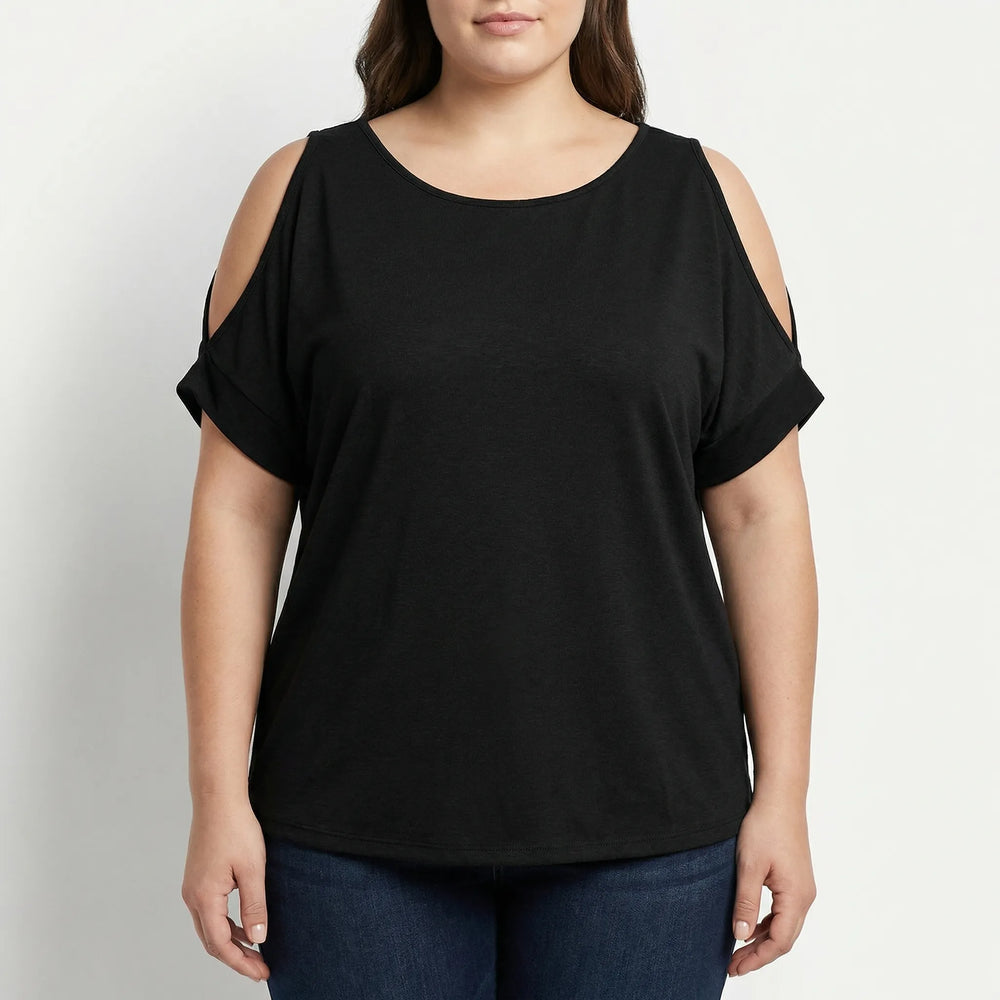 Plus Size Cold-Shoulder Short Sleeve Top - Melissa