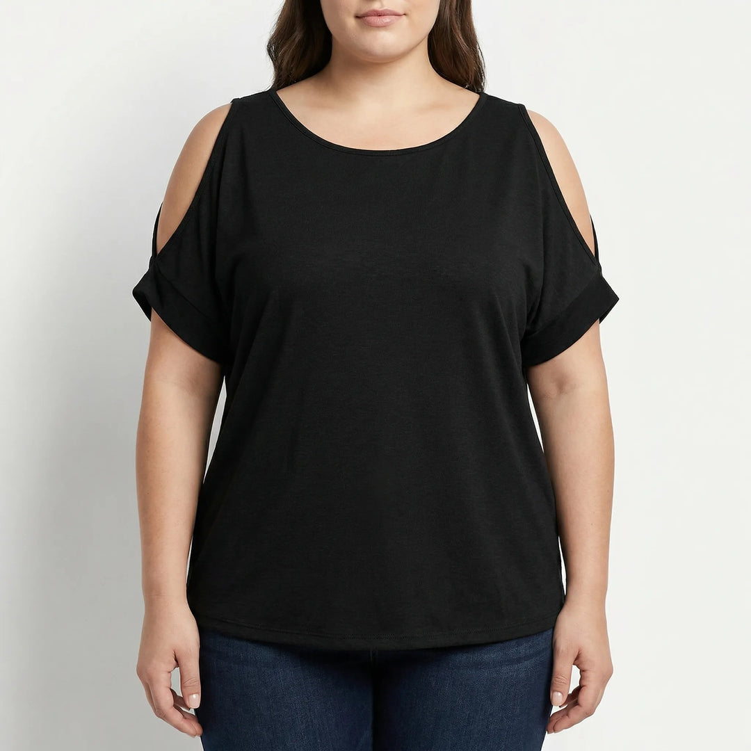 Plus Size Cold-Shoulder Short Sleeve Top - Melissa