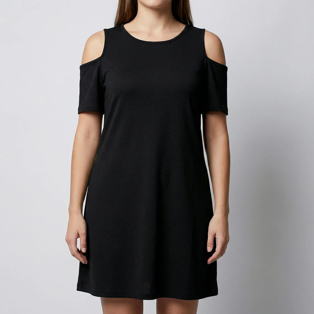 Plus Size Cold Shoulder Knee Dress - Terri