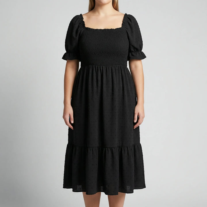 Plus Size Smocked Bodice Maxi Dress - Connie