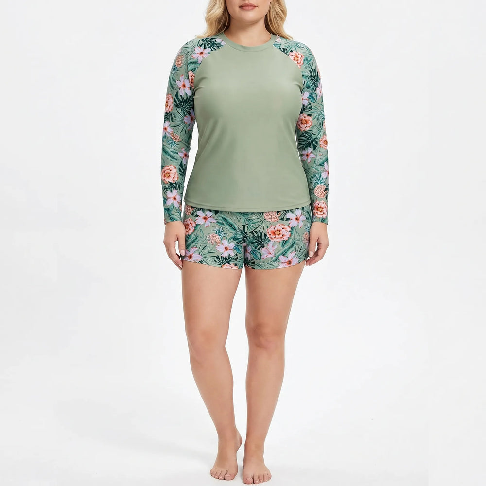 Plus Size Two-Piece Swimwear With Shorts - Geraldine