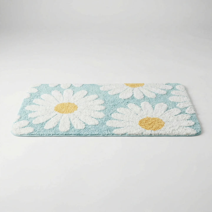 Plush Bath Mat With Daisies - Blumora
