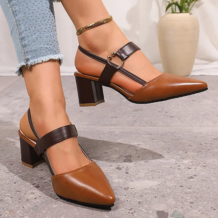 Pointed-Toe Chunky Block Heels - Jessica