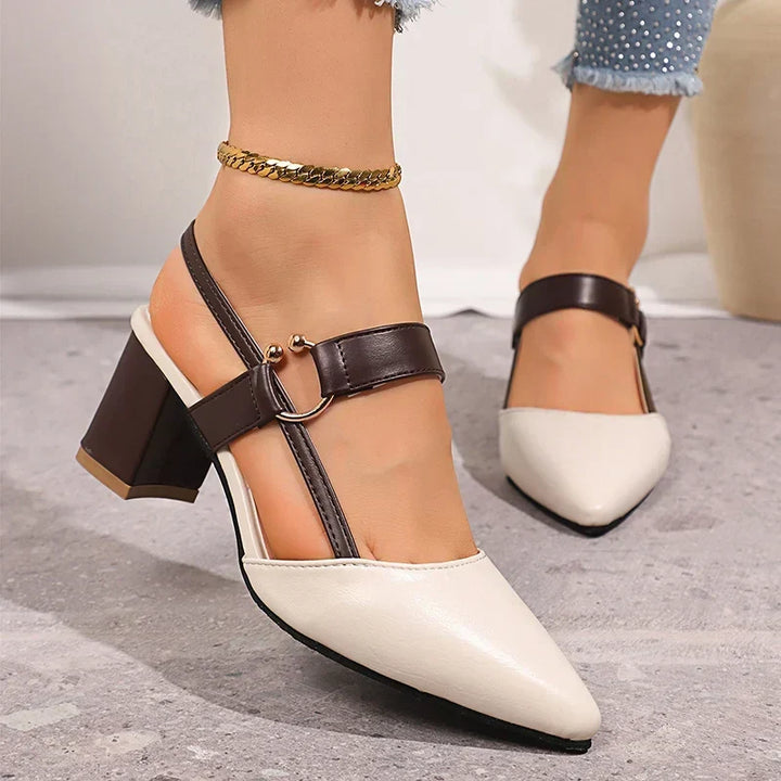 Pointed-Toe Chunky Block Heels - Jessica