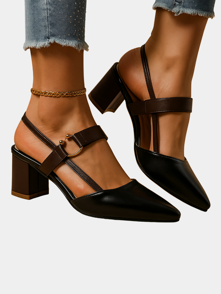 Pointed-Toe Chunky Block Heels - Jessica