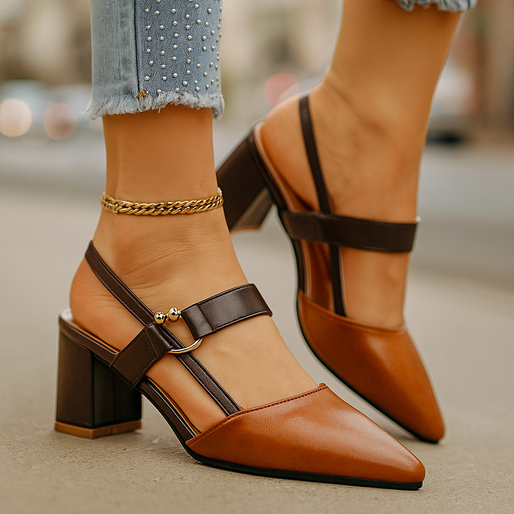Pointed-Toe Chunky Block Heels - Jessica