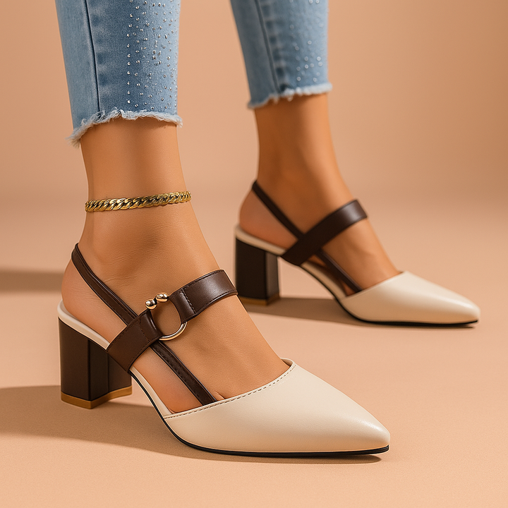 Pointed-Toe Chunky Block Heels - Jessica