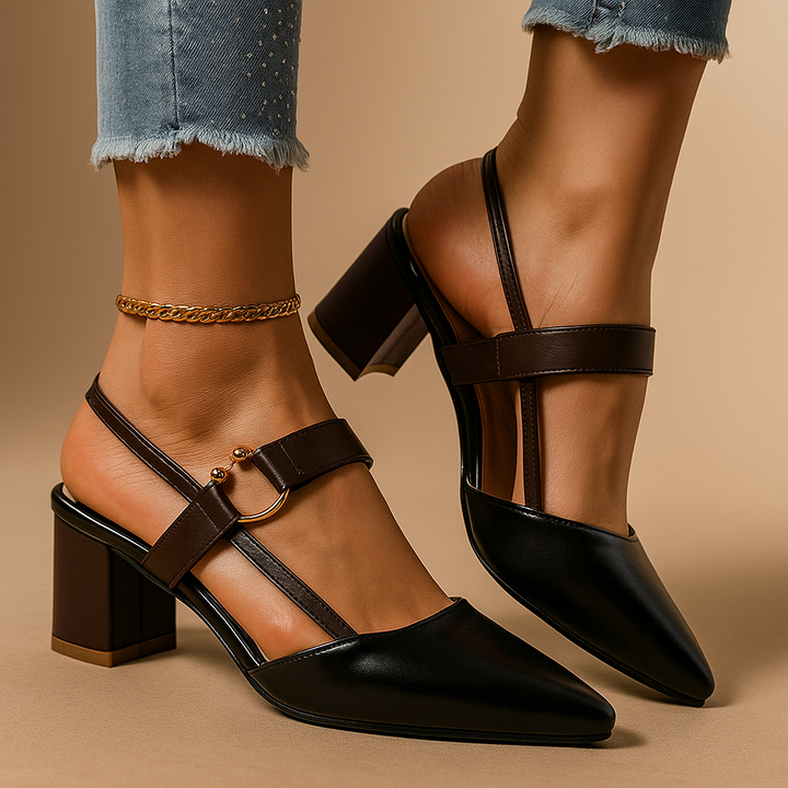 Pointed-Toe Chunky Block Heels - Jessica