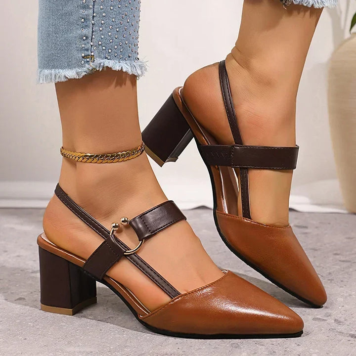 Pointed-Toe Chunky Block Heels - Jessica