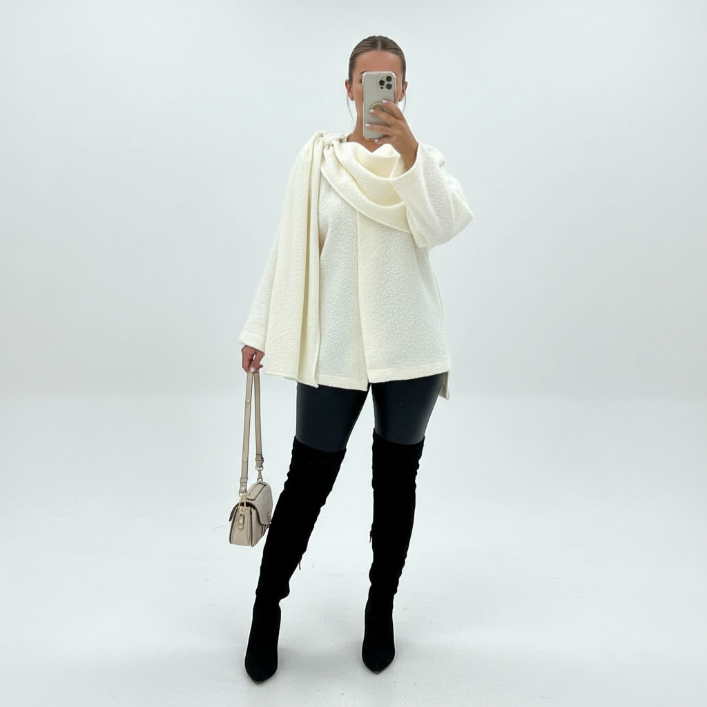 Damenponcho Mit Schaldetail - Lara