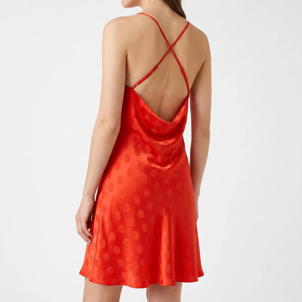 Red Backless Slip Dress - Caroline